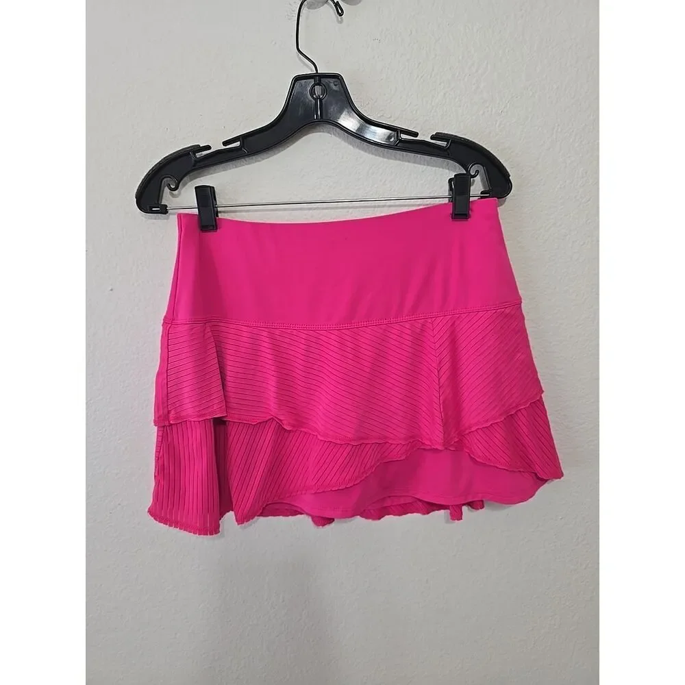 Lucky in‎ Love Sz M Santa Fe Glow Long Pleated Tier Skirt Pinkberry